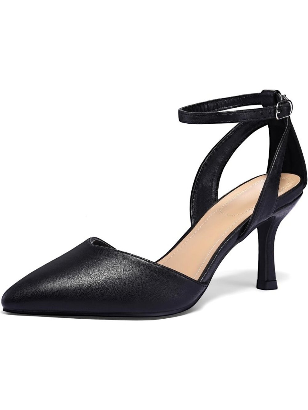 Women's Black Pu Closed Toe Kitten Heels Comfortable Pumps Party Dressy Shoes